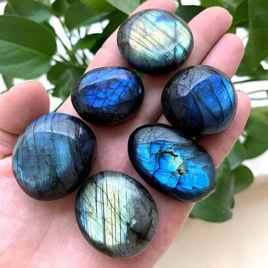 Labradorite Palm Stone Crystal Midnightt Light