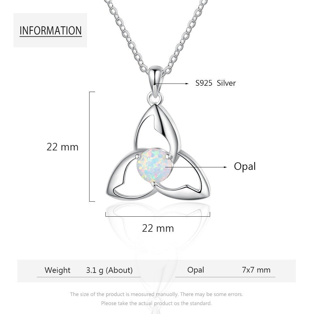 Silver Opal Celtic Knot Pendant Midnightt Light