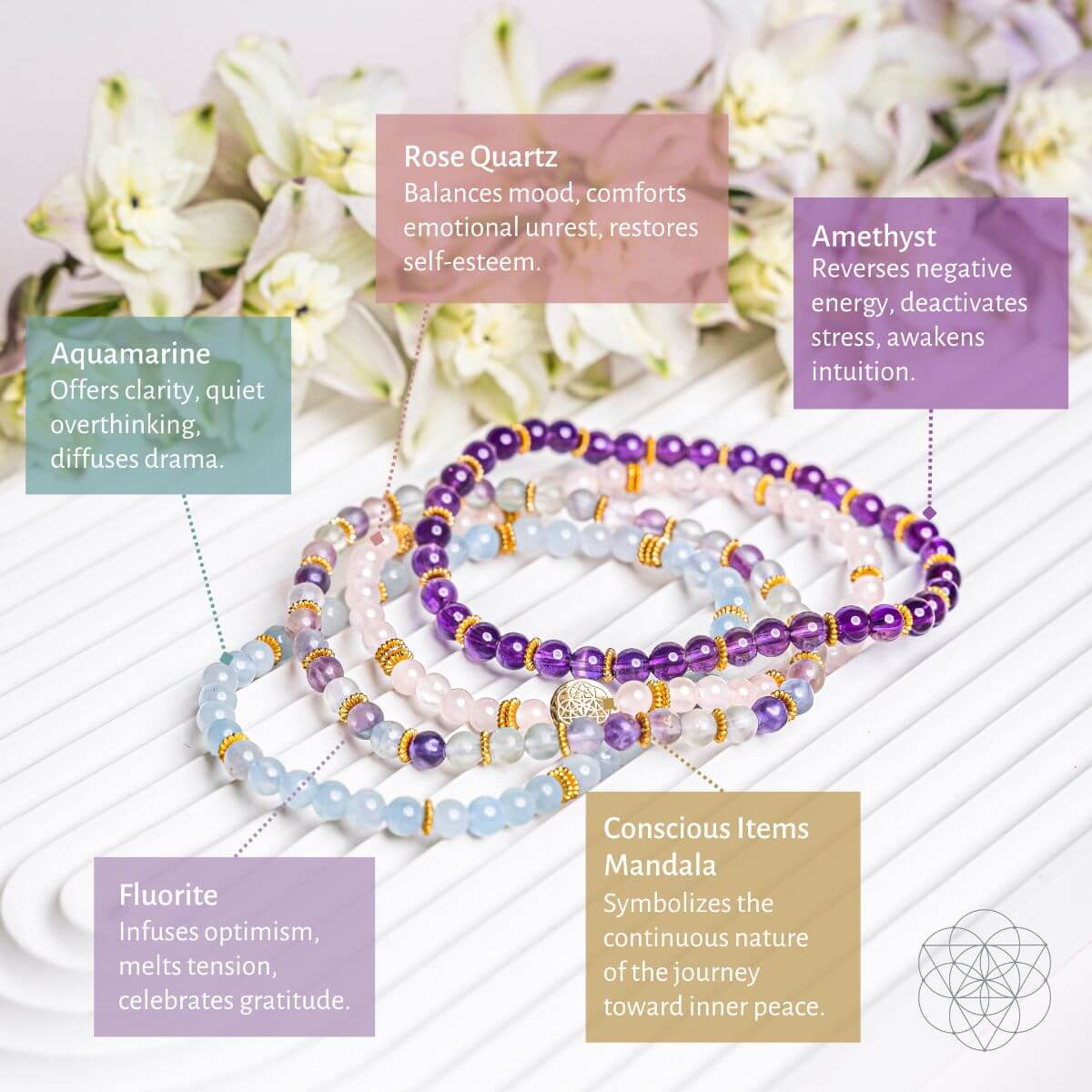 Soothing Anxiety-Free Bracelet Pack of 4 Conscious Items