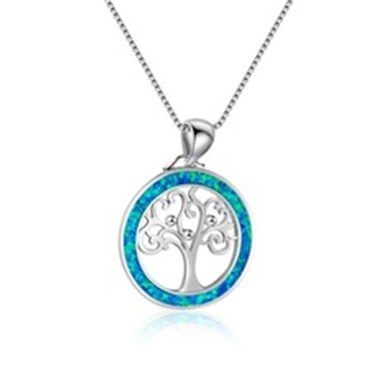 Tree of Life Opal Pendant Midnightt Light