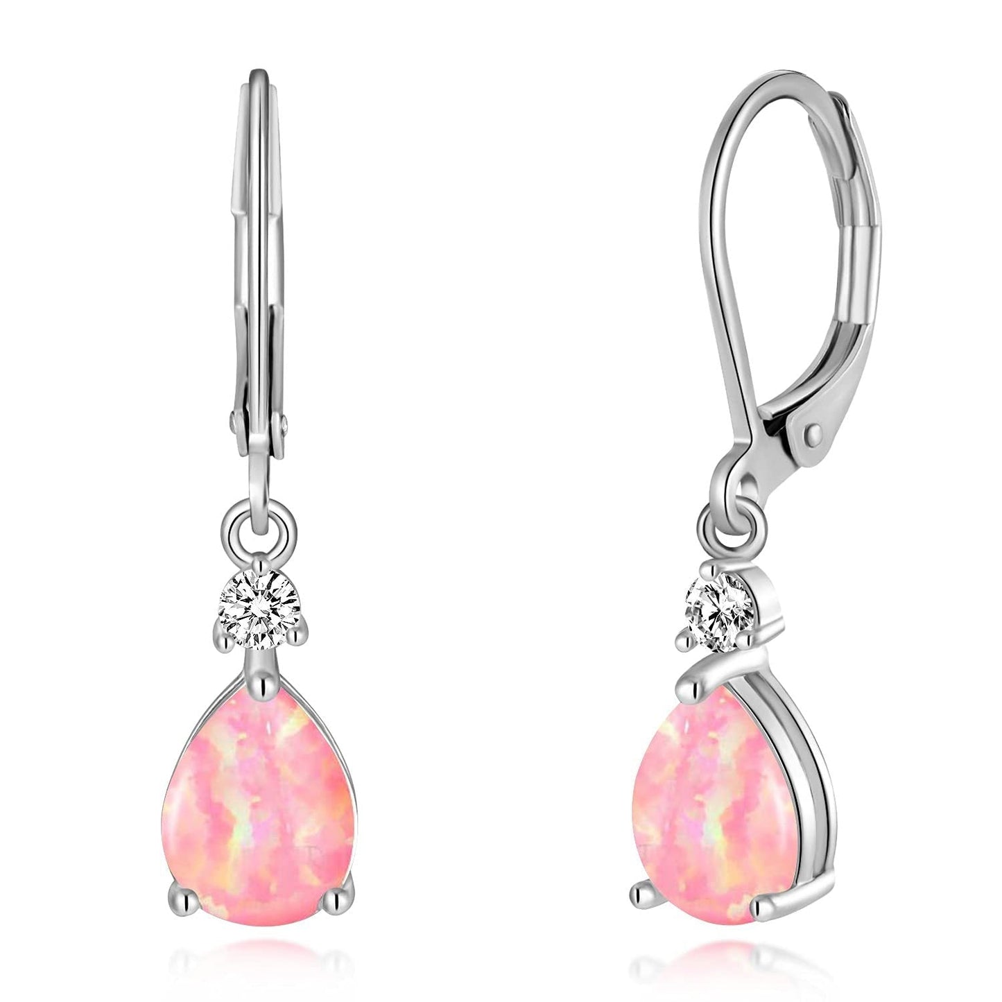 White Opal Drop Earrings Midnightt Light